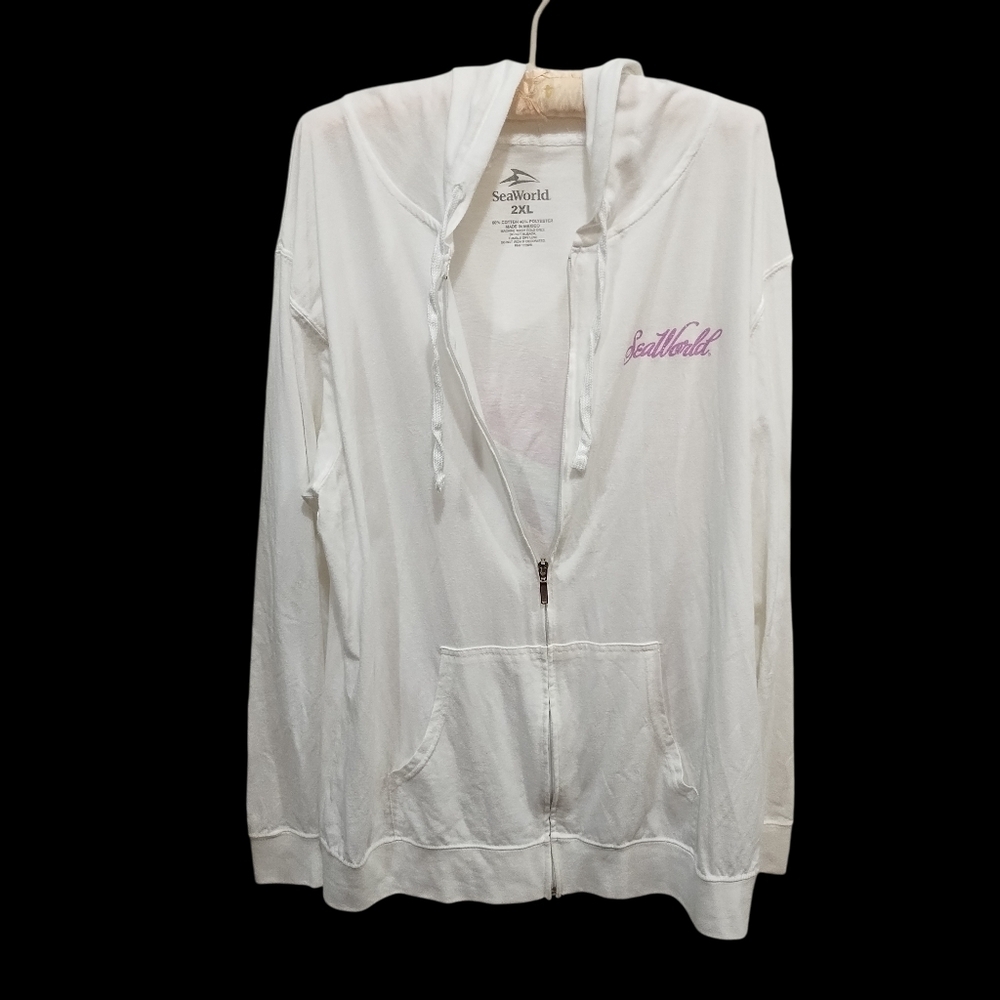 SeaWorld White Hoodie with Dolphin Print